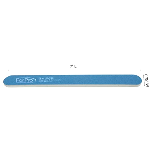 ForPro Professional Blue Mylar Foam Nail Files, Double-Sided 120/240 Grit, 50 Count