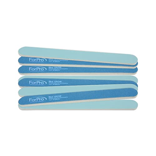 ForPro Professional Blue Mylar Foam Nail Files, Double-Sided 120/240 Grit, 50 Count