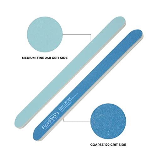 ForPro Professional Blue Mylar Foam Nail Files, Double-Sided 120/240 Grit, 50 Count