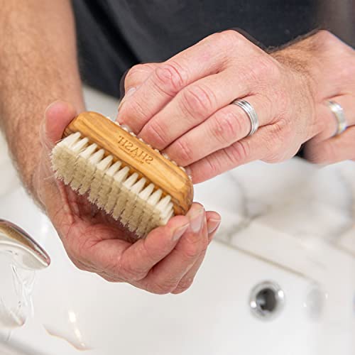 SHASH Made in Germany First-Cut Boar Bristle Nail Brush with Olive Wood Handle
