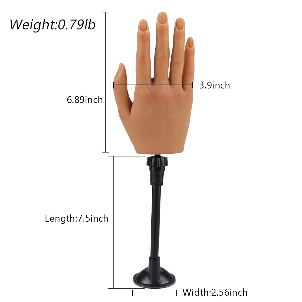 Silicone Nail Practice Hand with Stand Bracket