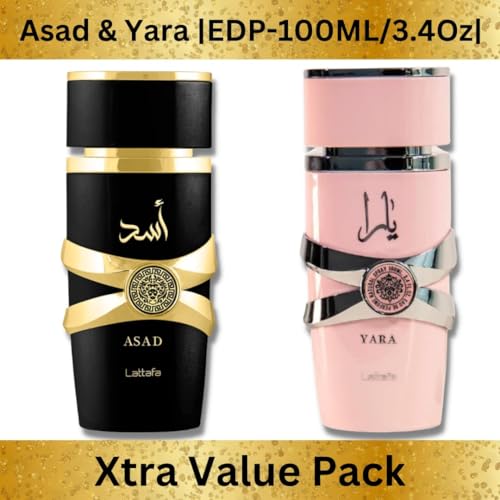 Lattafa Asad and Yara Unisex Eau de Parfum Gift Set, 2 Piece