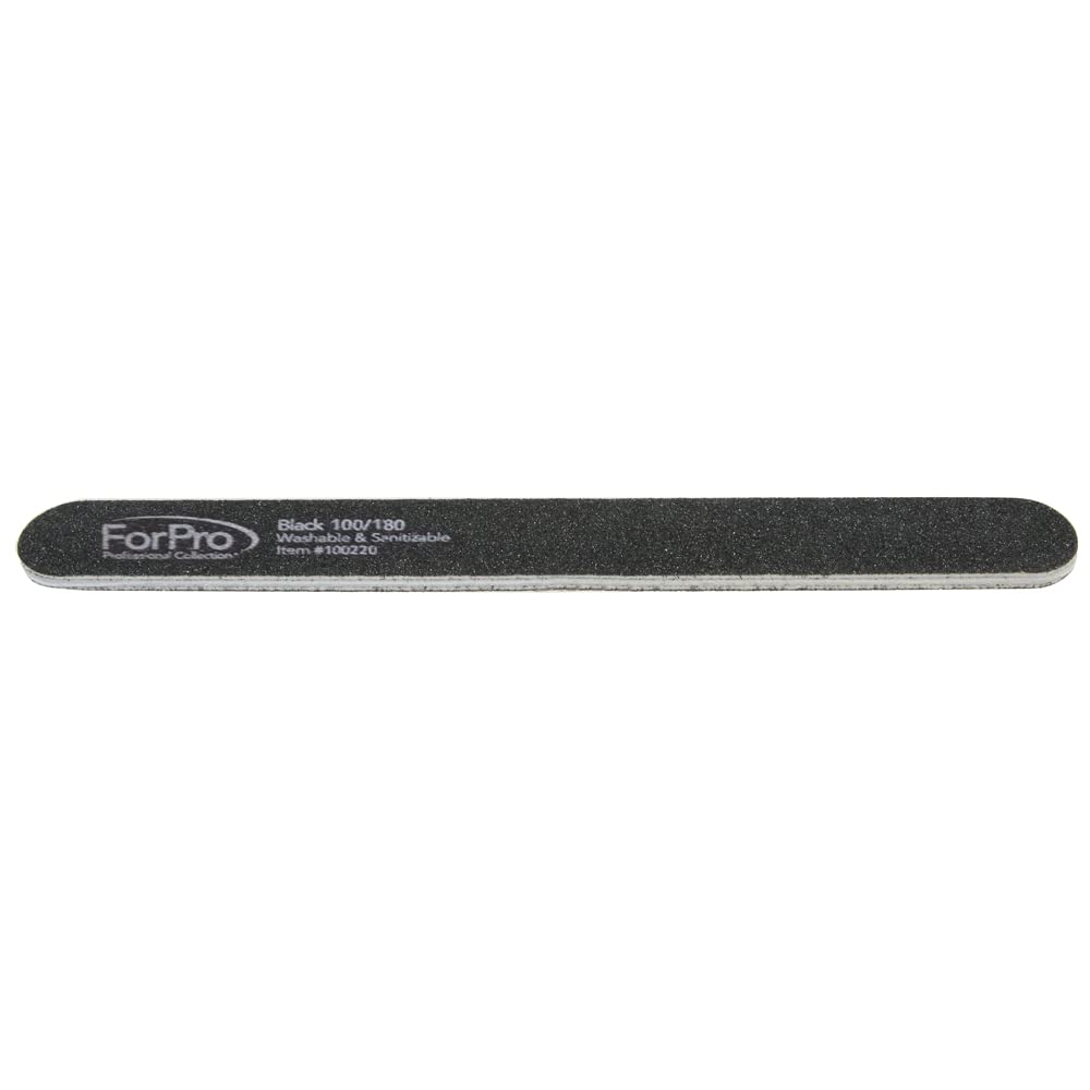 ForPro Professional Collection Black Foam Nail Files, 100/180 Grit, Double-Sided