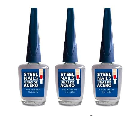 Steel Nails Hardener with Keratin, Calcium and Garlic, 3 Pack