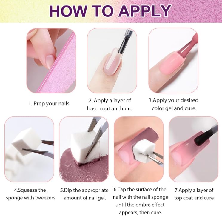 Nail Art Gel Color Set for Gradient and Ombre Designs