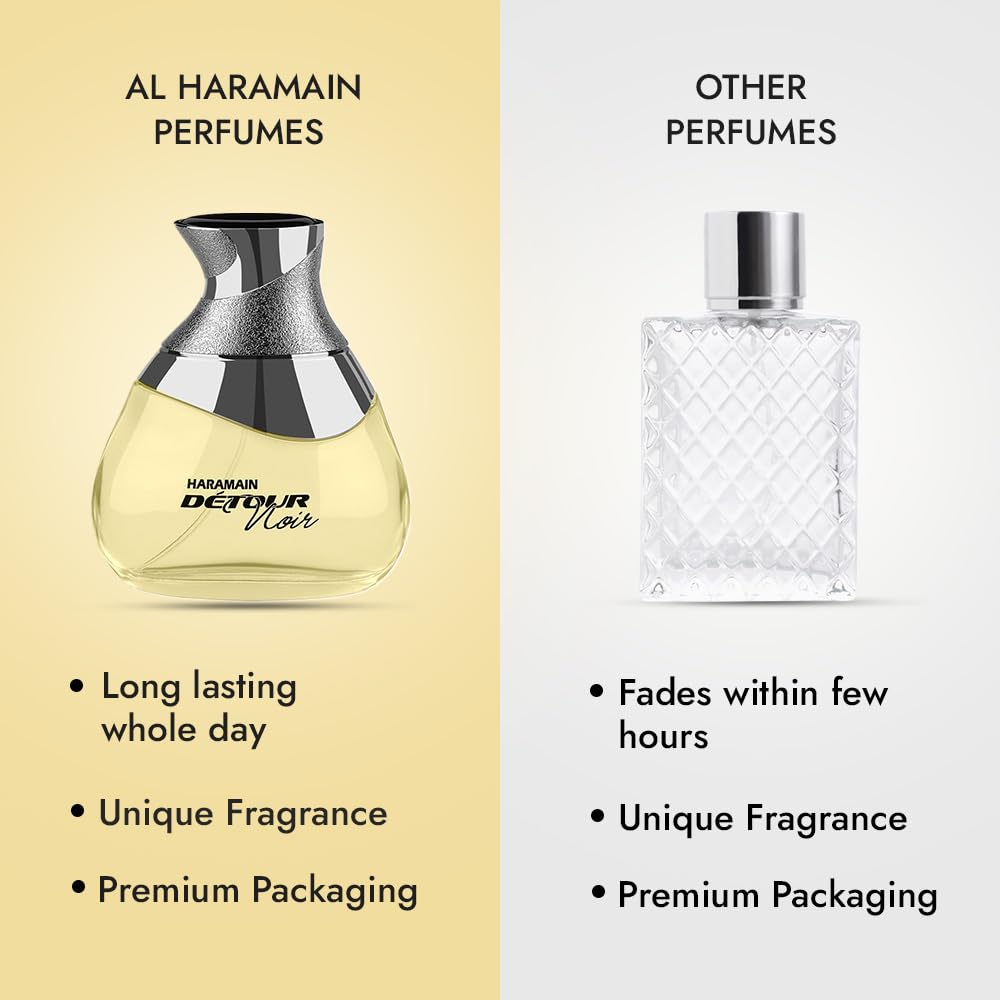 Al Haramain Detour Noir Eau de Parfum Spray for Unisex, 3.33 oz