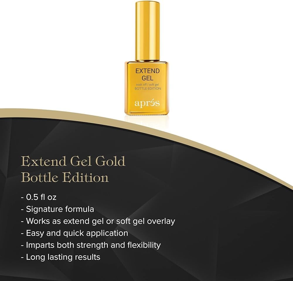 Aprés Extend Gel Gold Bottle Soft Gel Adhesive for Gel-X Tips, 15mL 2-Pack