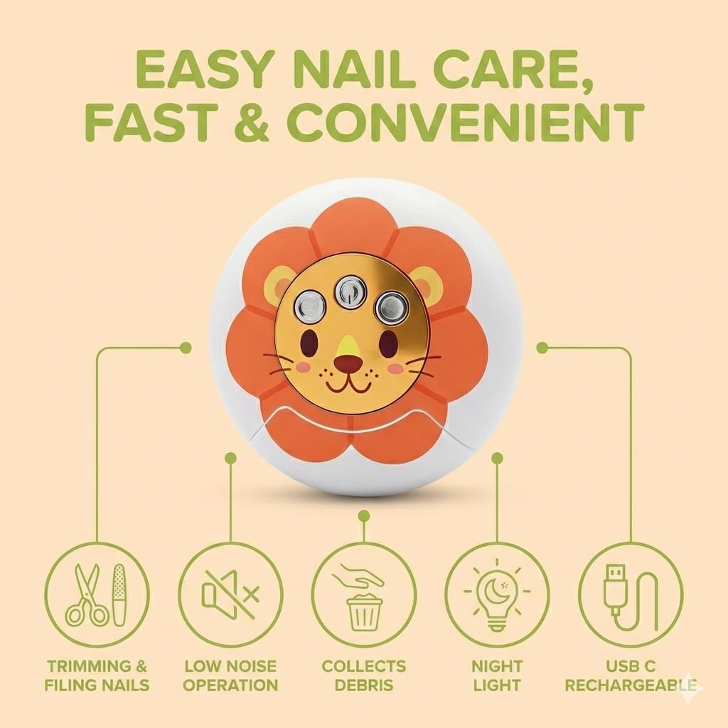 JiggleBoo Electric Baby Nail Clipper with LED Light