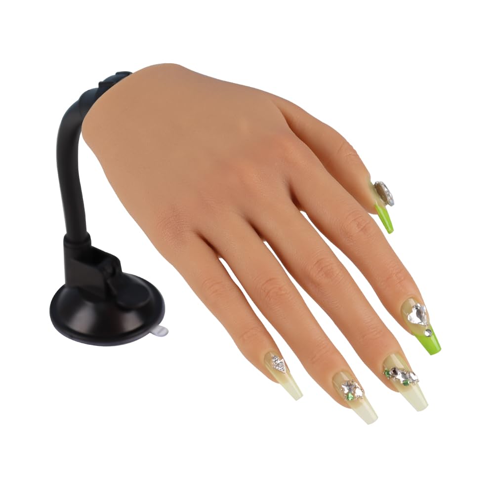 Silicone Nail Practice Hand with Stand Bracket