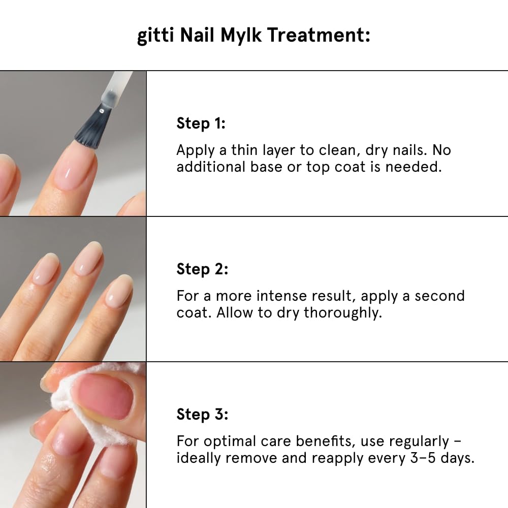 gitti Nail Mylk Plant-Based Nail Treatment & Color Polish, Milky White
