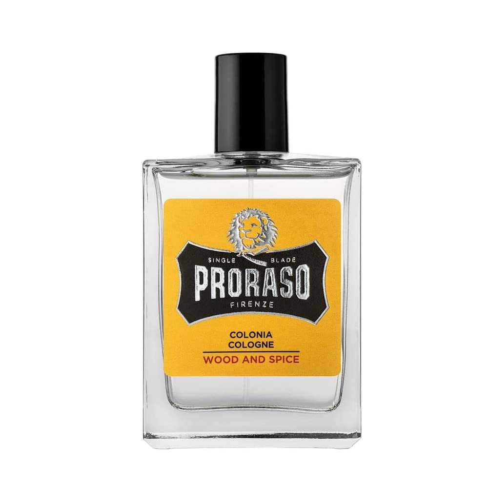 Proraso Wood & Spice Men's Eau de Cologne, Woody Spice Fragrance, 3.4 oz