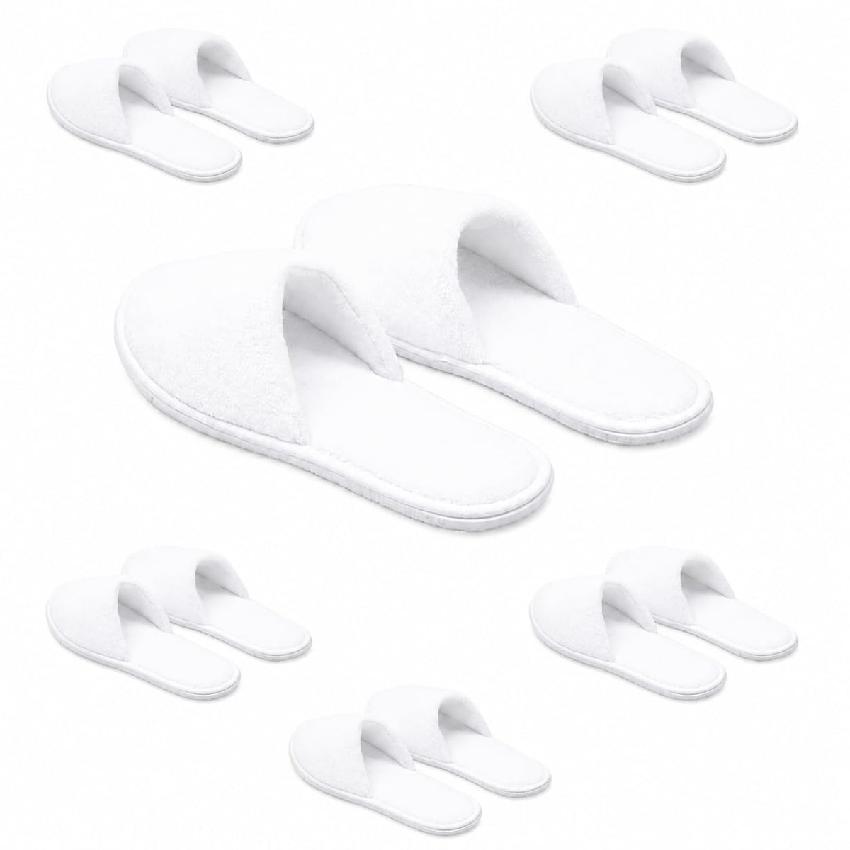 Spa Slippers Disposable Closed-Toe Non-Slip Coral Fleece, 6 Pairs