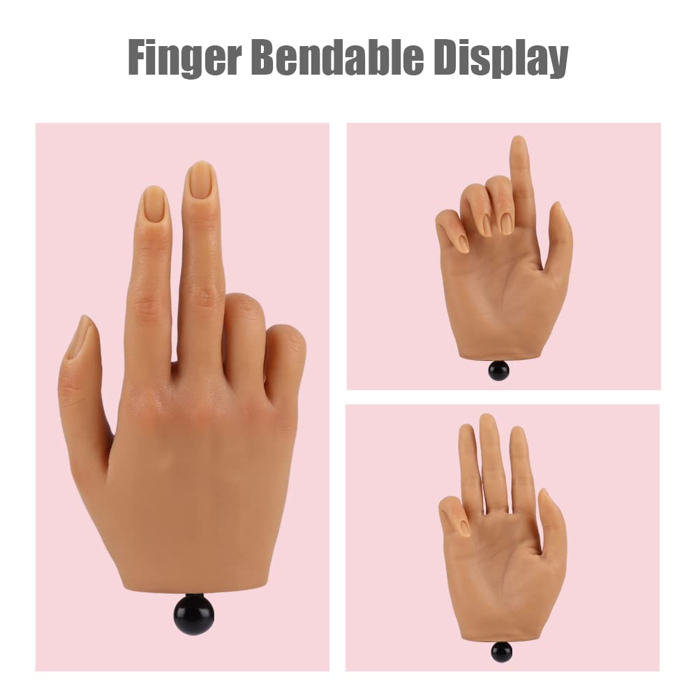 Silicone Nail Practice Hand with Stand Bracket