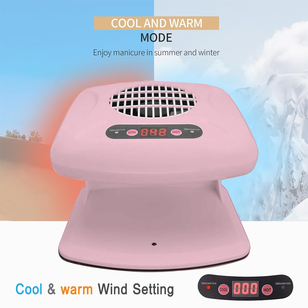 Pink 300W Air Nail Dryer with Hot & Cool Air for Regular Nail Polish