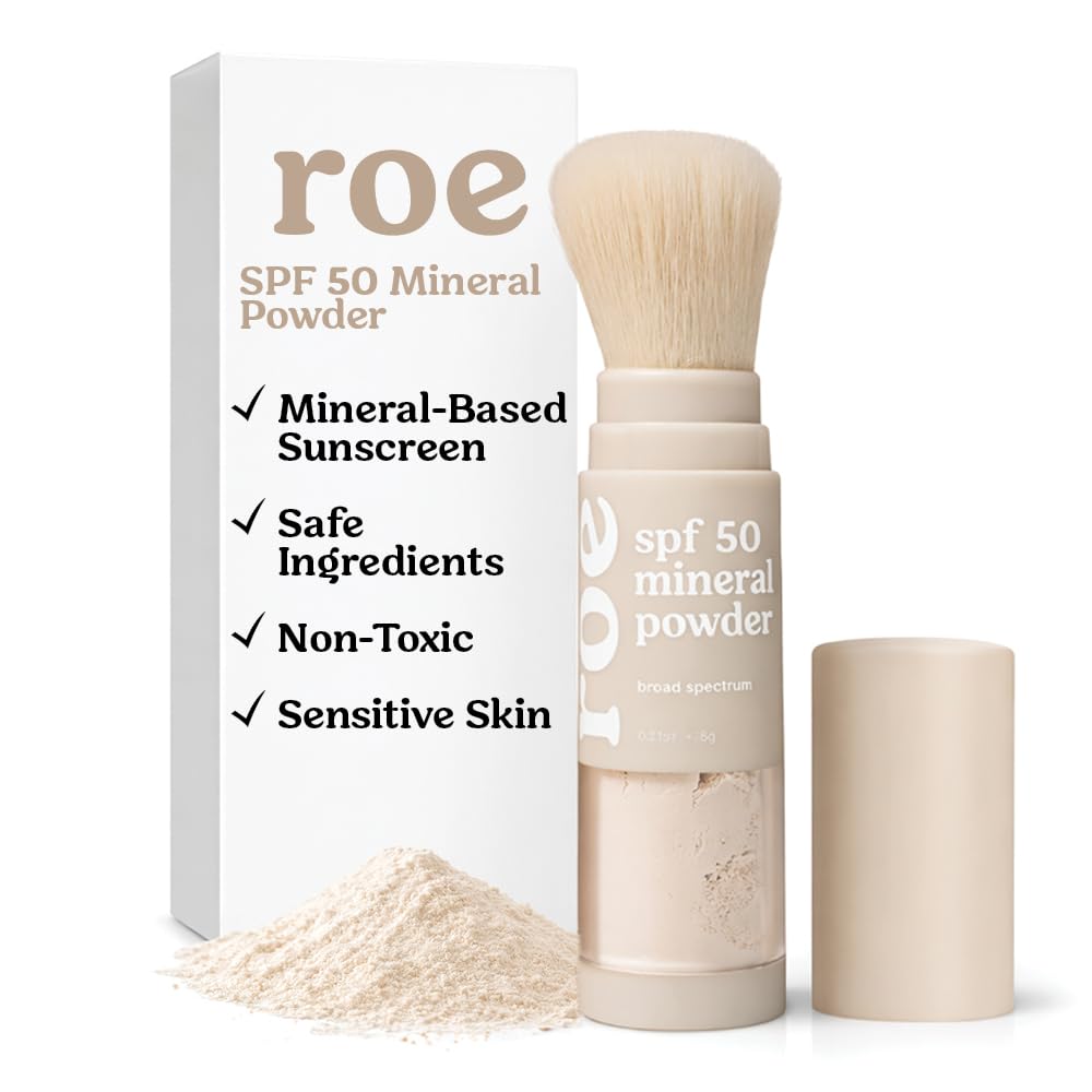 Roe Wellness SPF 50 Mineral Powder Sunscreen, Brush-On Face, Body & Scalp