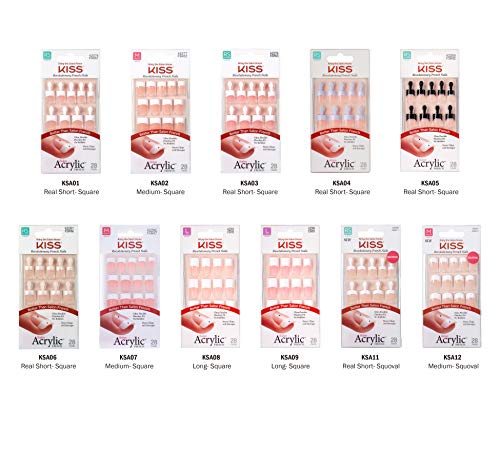 KISS Salon Acrylic French Nails Kit, Pet Peeve Real Short, Pink, 28 Count, 3 Pack
