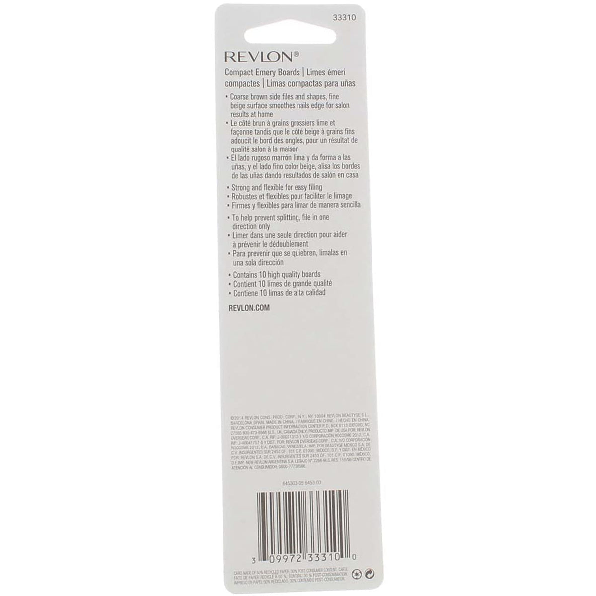 Revlon Compact Emery Boards, Coarse and Fine Nail Files, 10 Count Pack of 6
