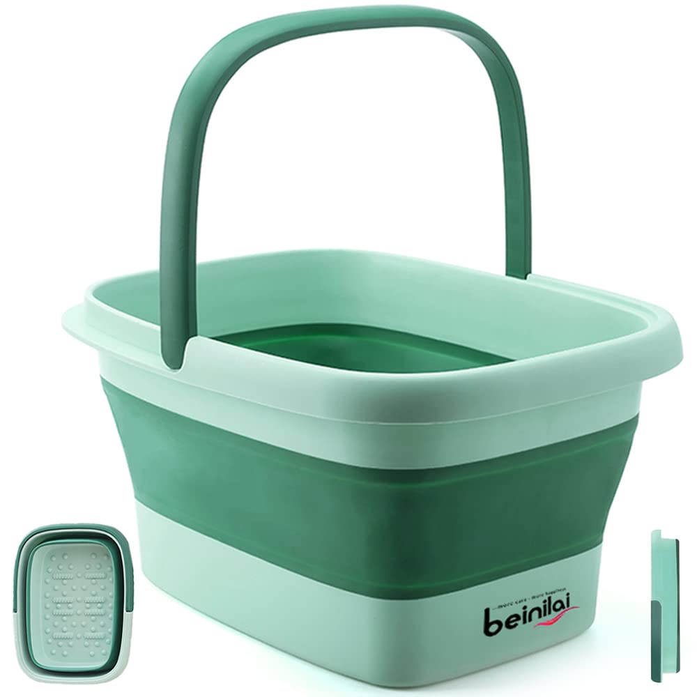 Collapsible Foot Bath Basin with Handles and Massage Acupoints