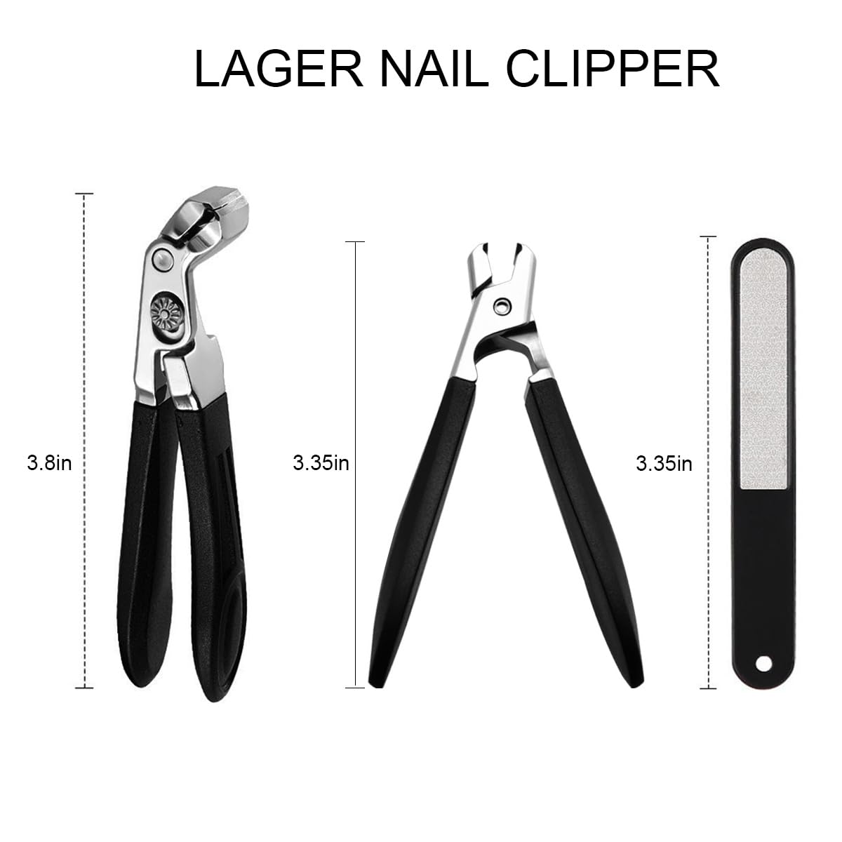 Fotiwesd Black Nail Clippers with Wide Jaw and Angled Design