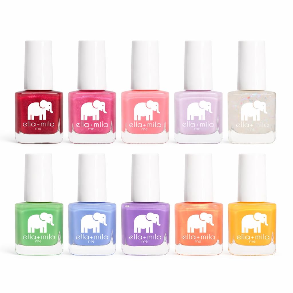 ella+mila Nail Polish Set for Kids, 10-Color Vegan Quick-Dry Collection