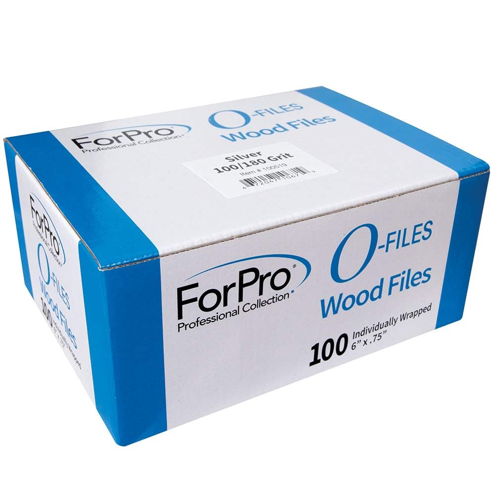 ForPro O-Files Wood Board Nail Files, 100/180 Grit, Double-Sided, 100 Count