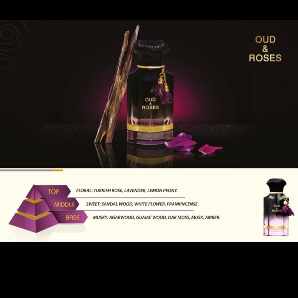 AHMED Oud & Roses 60mL Unisex Oriental Perfume with Oudh and Rose Accords