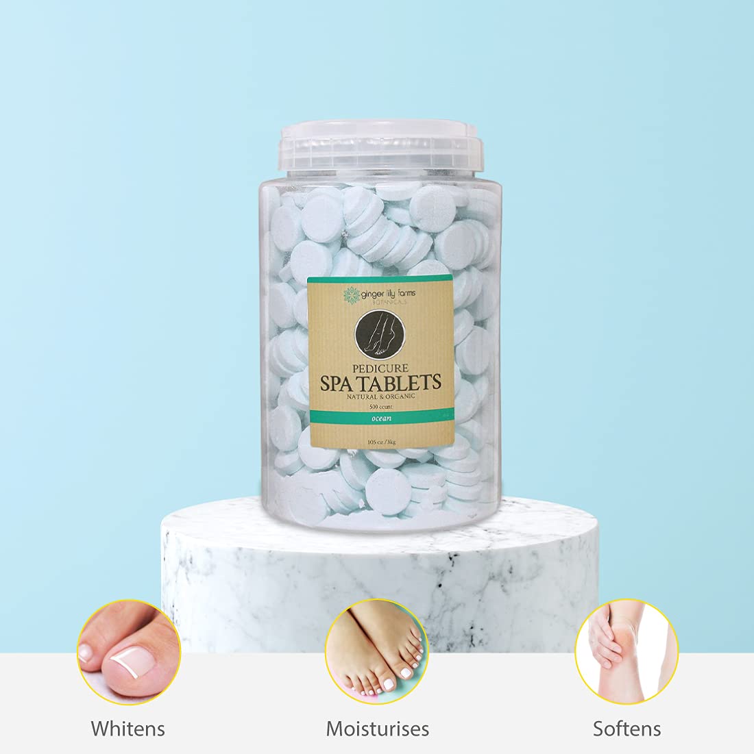 Ginger Lily Farms Botanicals Pedicure Spa Tablets, Ocean Scent