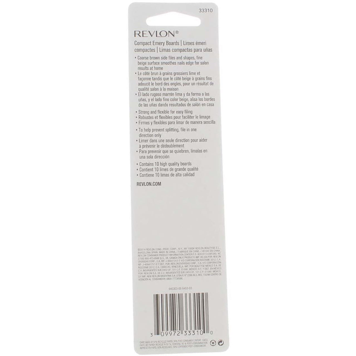 Revlon Compact Emery Boards, Coarse and Fine Nail Files, 10 Count Pack of 6