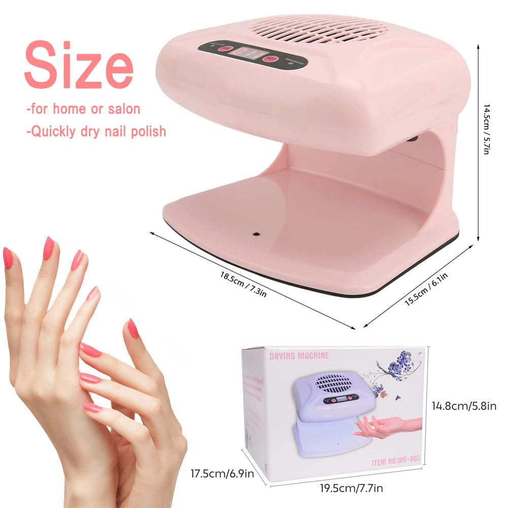 Pink 300W Air Nail Dryer with Hot & Cool Air for Regular Nail Polish