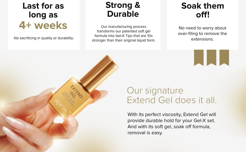 Aprés Extend Gel Gold Bottle Soft Gel Adhesive for Gel-X Tips, 15mL 2-Pack