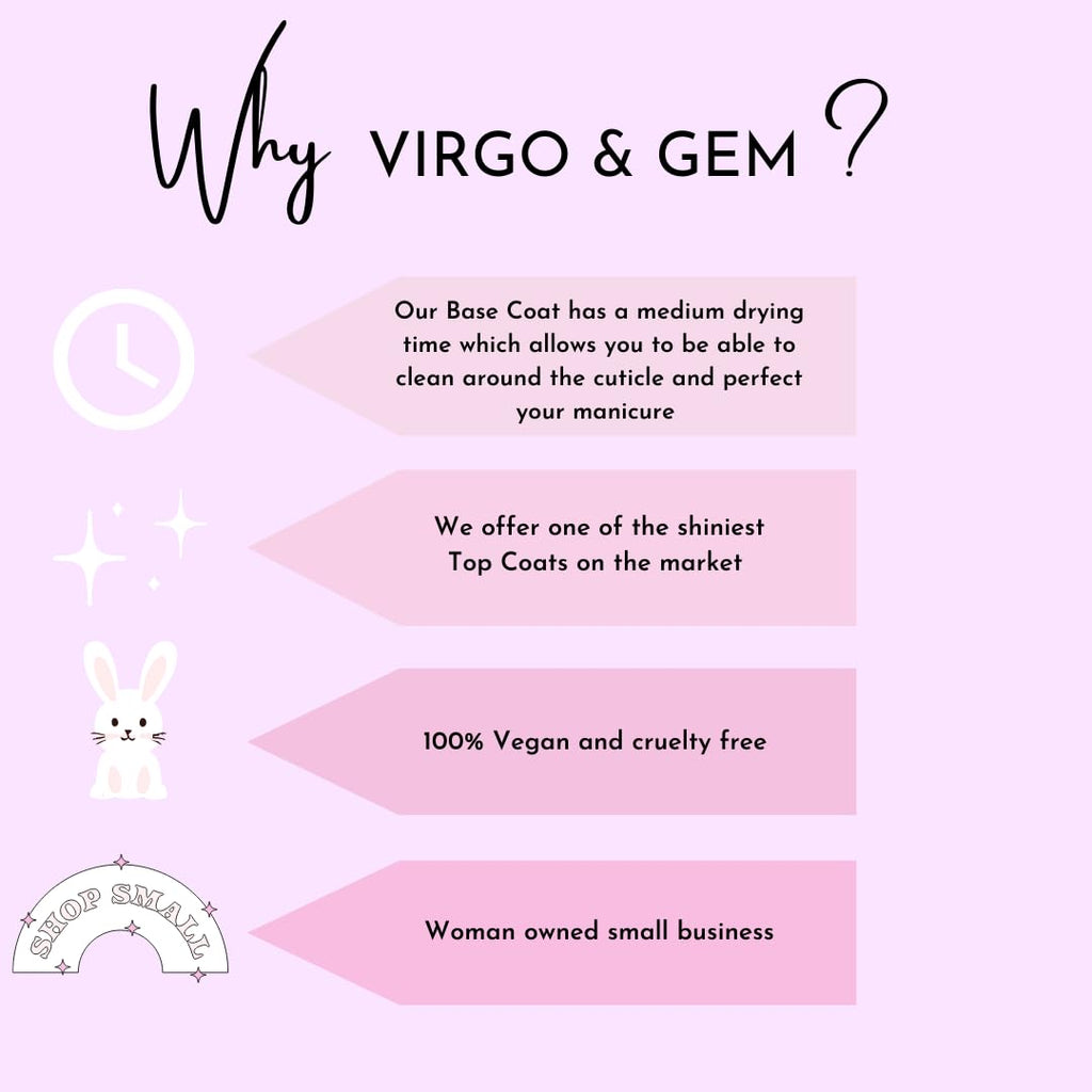 Virgo & Gem 3-Piece Dipping Powder Liquid Set with 15ml Base, Activator & Top Coat