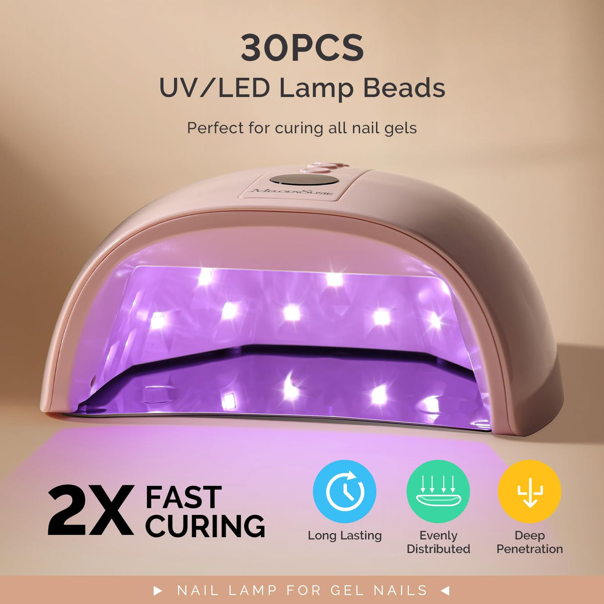 MelodySusie 48W Cordless UV LED Nail Lamp with Metal Base