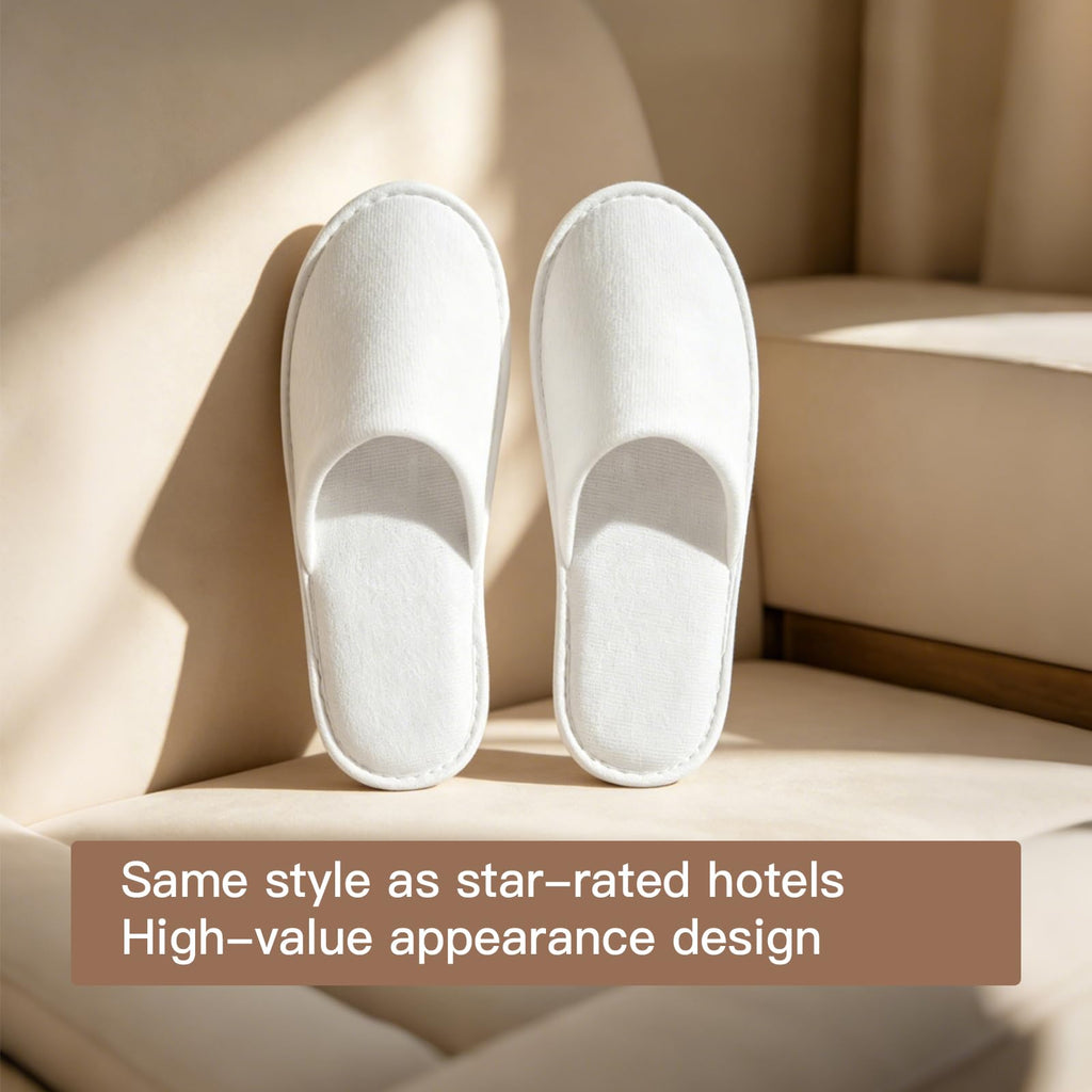 30 Pairs White Disposable Slippers for Guests, Hotel, Spa and Travel