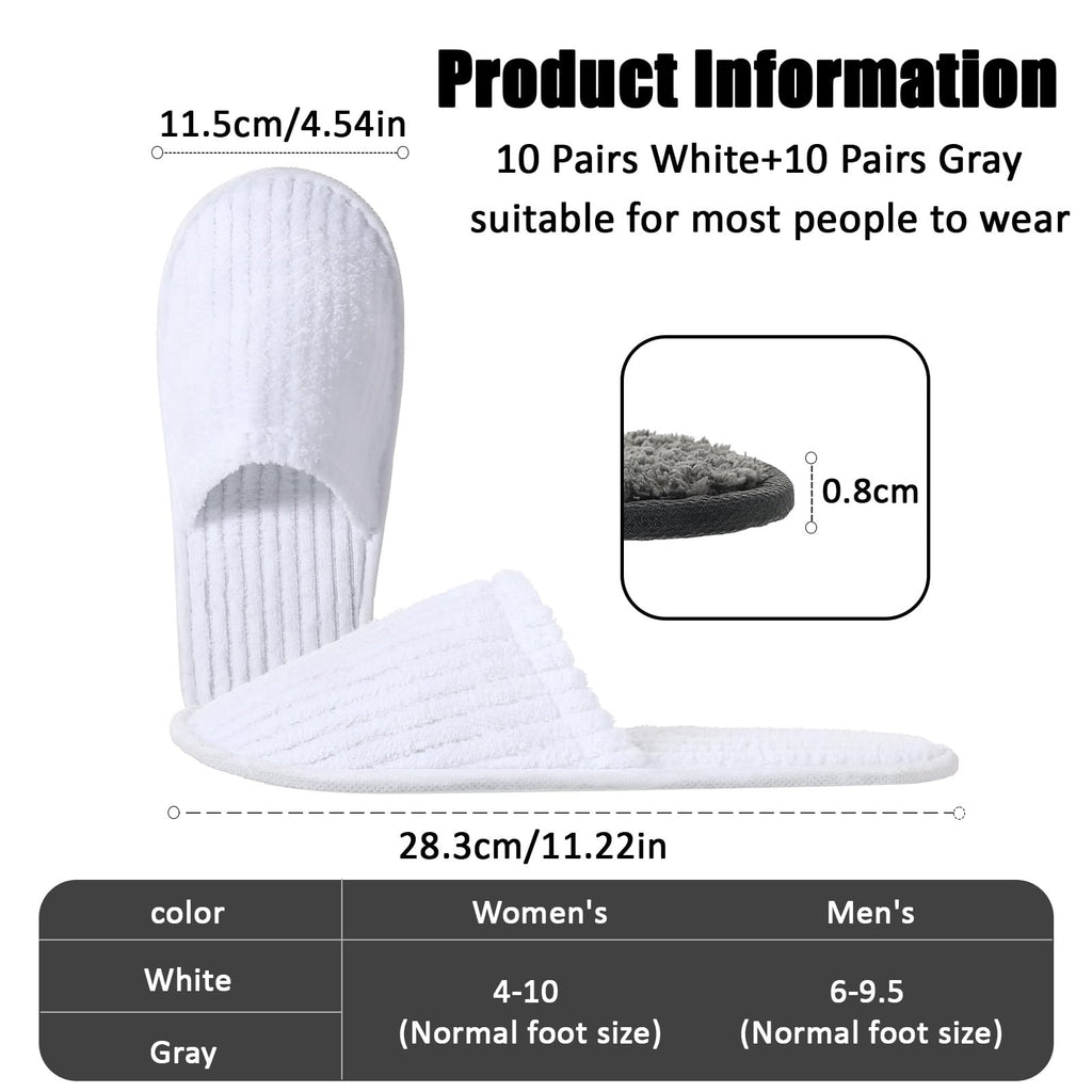 TINSKY 20 Pairs Non-Slip Disposable Slippers for Guests