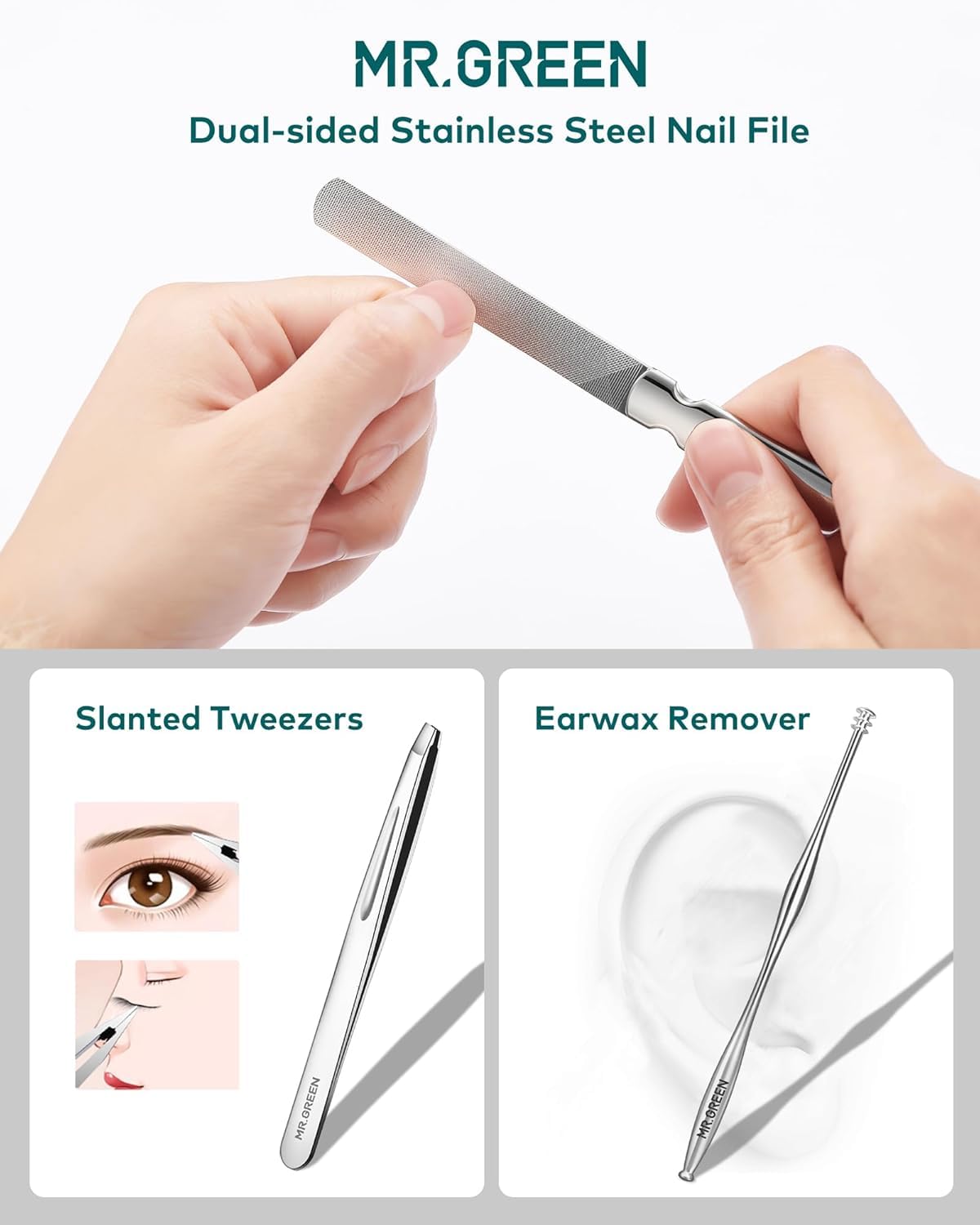 MR.GREEN 12-in-1 Manicure & Pedicure Set, German Stainless Steel Nail Care Kit