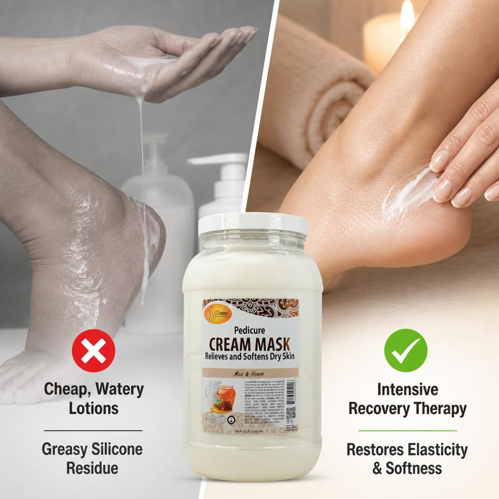 SPA REDI Body and Foot Cream Mask, Milk & Honey, 16 Fl Oz