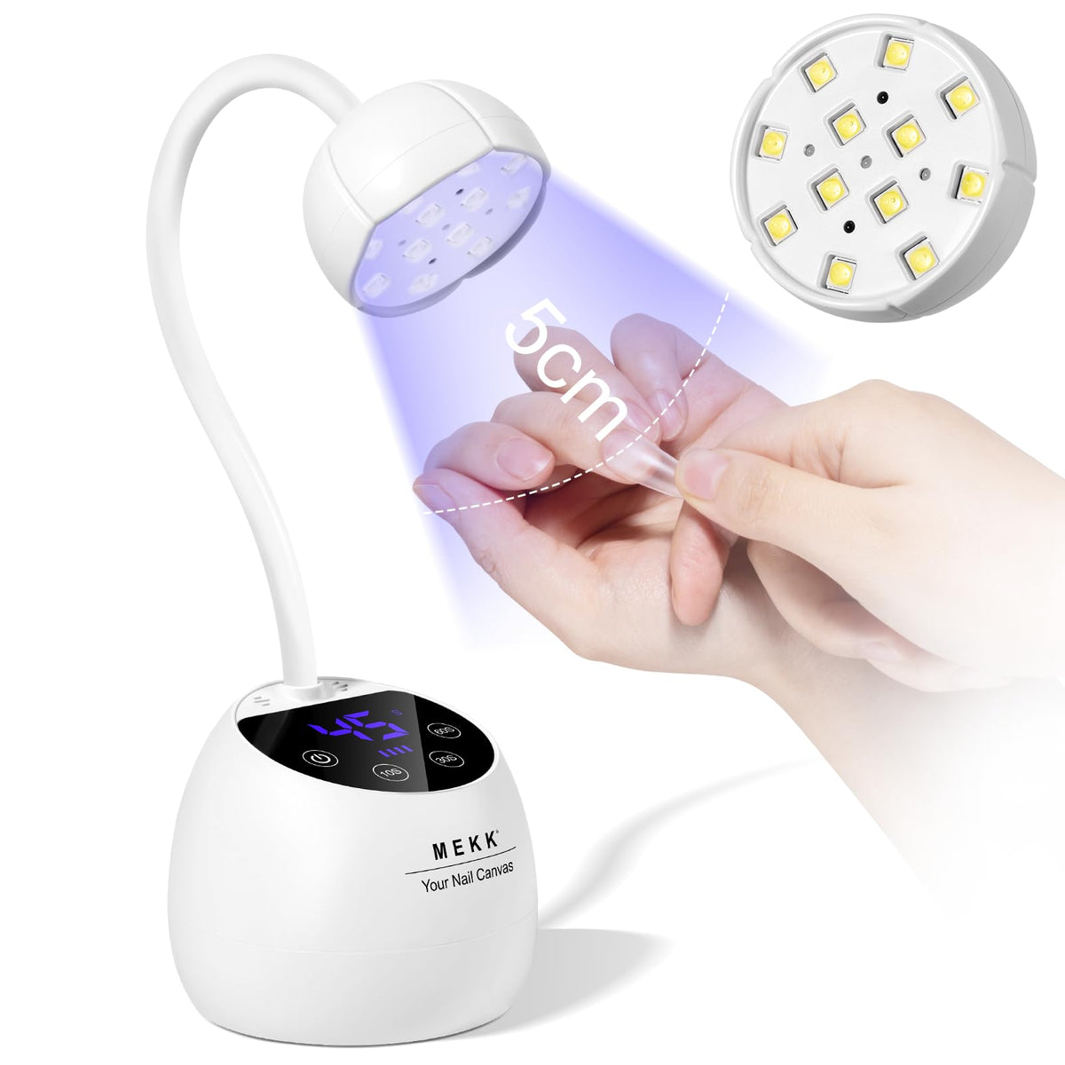 MEKK Gooseneck Flash Cure Nail Lamp, 36W Mini UV LED Light for Gel Nails