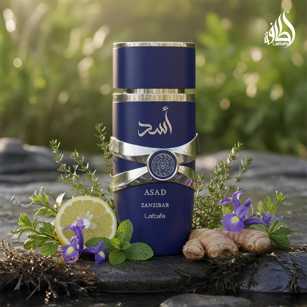 Lattafa Asad Zanzibar Eau de Parfum for Men, Fresh Spicy Vanilla Fragrance