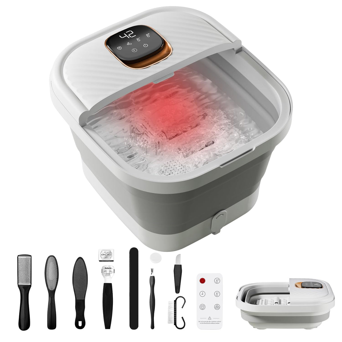 Folding Foot Spa with Heat, Massage Rollers, Touchscreen & Timer
