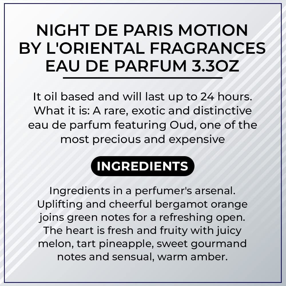 Night De Paris Motion Eau de Parfum by L'Oriental Fragrances, 3.3 oz
