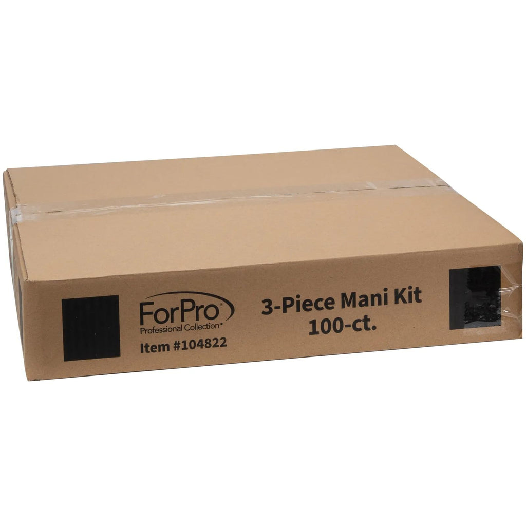 ForPro 3-Piece Disposable Manicure Kit with Nail File, Buffer and Wood Stick