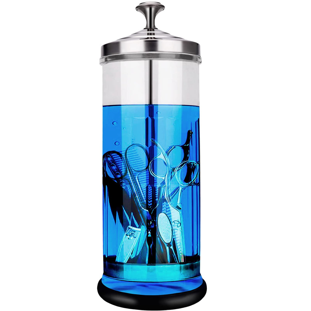 Barber Disinfectant Jar with Removable Stainless Steel Basket, 50.7 oz