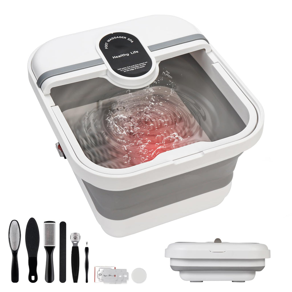 Collapsible Foot Spa Massager with Heat, Bubbles and Massage Rollers