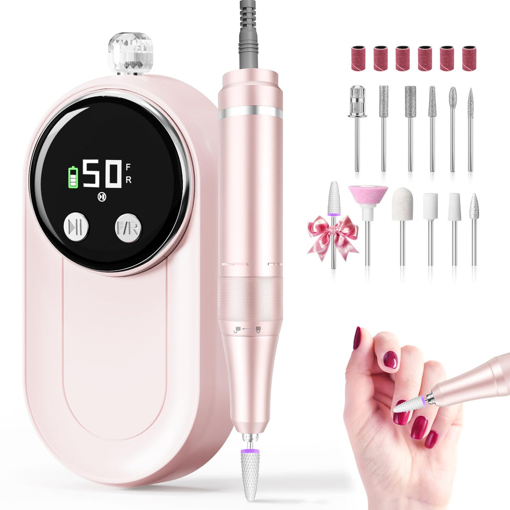 FLORAVIC Cordless Electric Nail Drill Machine Kit, 50000RPM