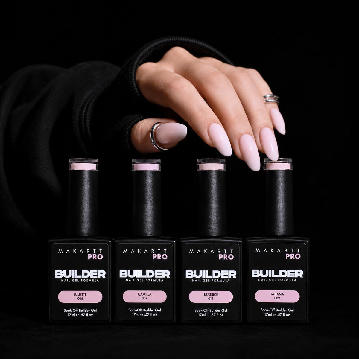 MakarttPro Builder Nail Gel in a Bottle, 12 Neutral Cover Colors, 17ml
