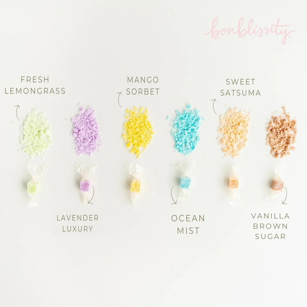 Bonblissity Sugar Cubes Candy Scrub, 30-Piece Assorted Scent Spa Gift Set