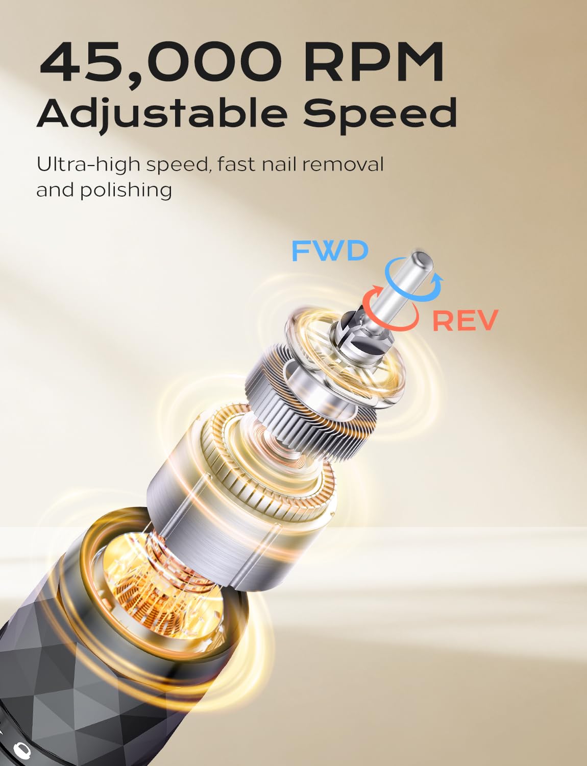 Yomanta Professional Electric Nail Drill Kit, 45,000 RPM Rechargeable E-File