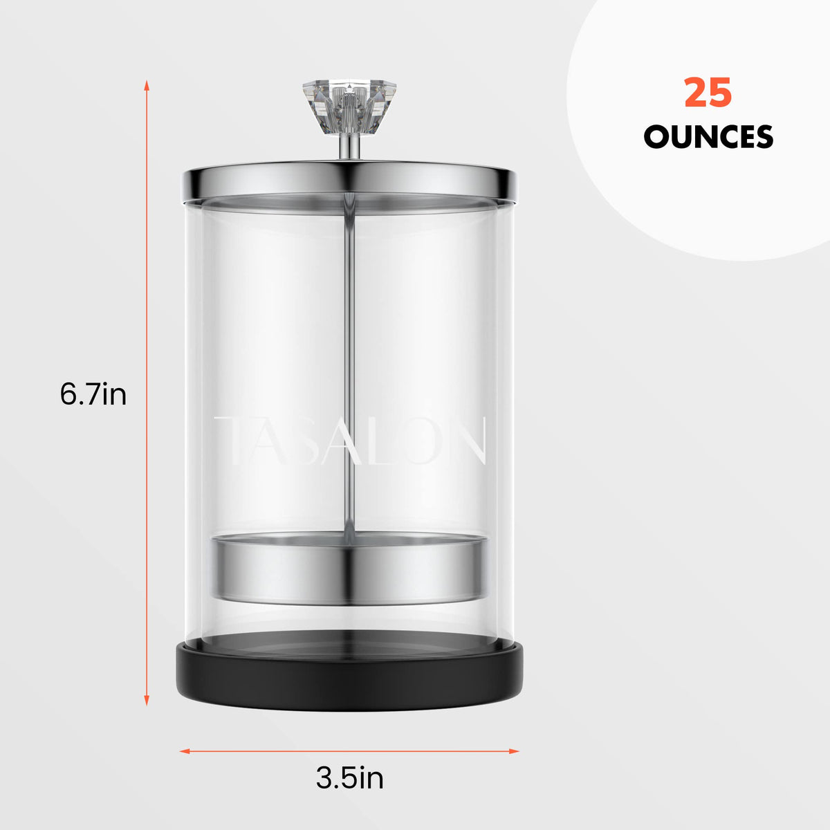 TASALON Disinfectant Jar with Removable Basket, Glass Body and Stainless Cap