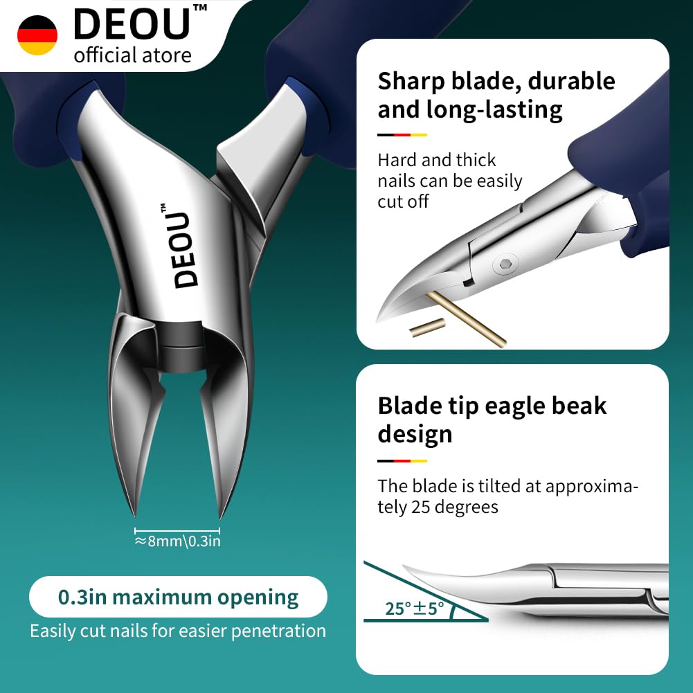 DEOU Professional Stainless Steel Toenail Clippers with Ergonomic Handle