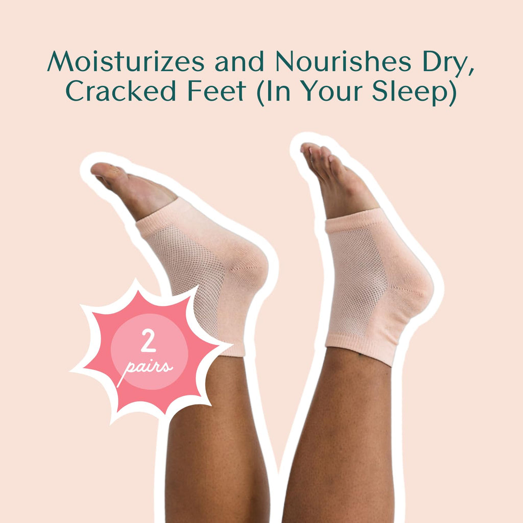 Bare August Gel Heel Socks Moisturizing Foot Sleeves, 2 Pairs